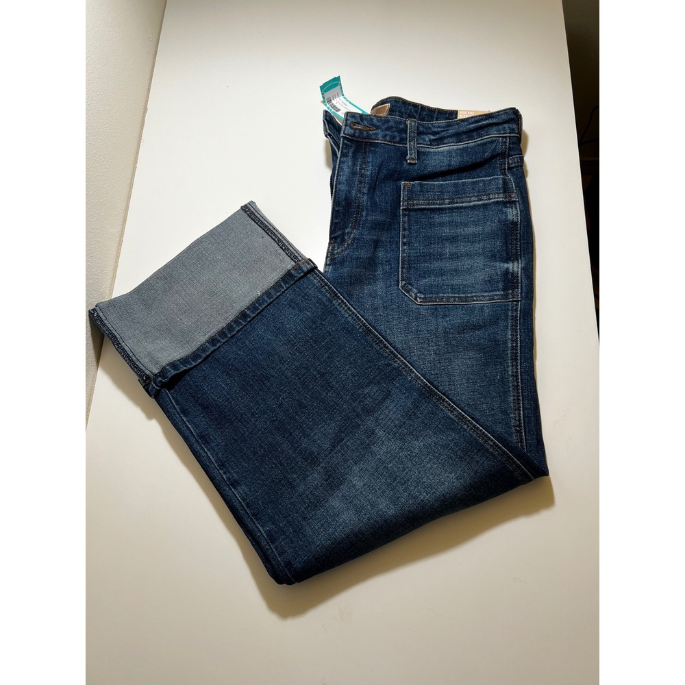 KUT From The Kloth Womens Jeans 8 Meg High Rise Wide Leg Cuffed Utility Pockets